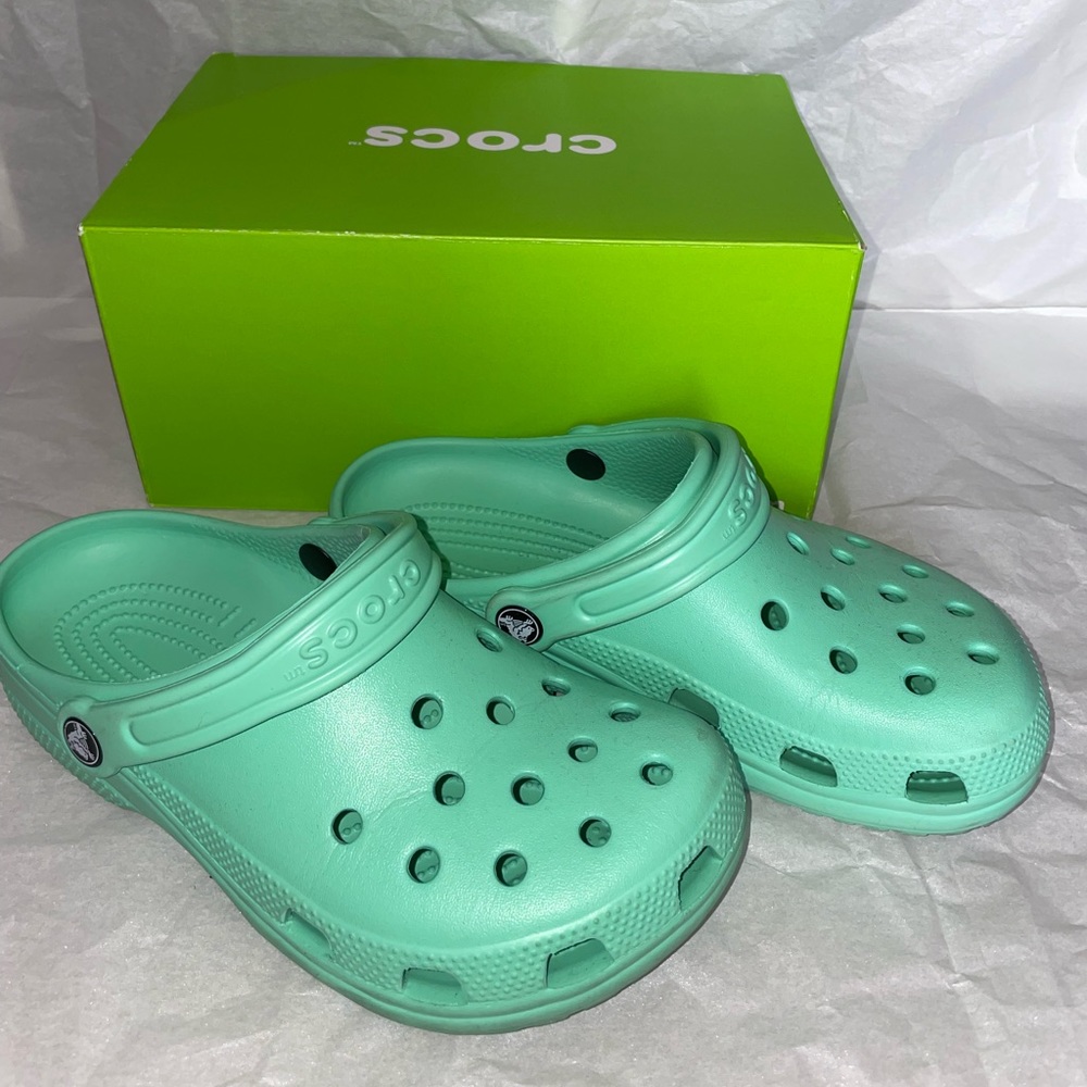 Light blue “pistachio” Crocs